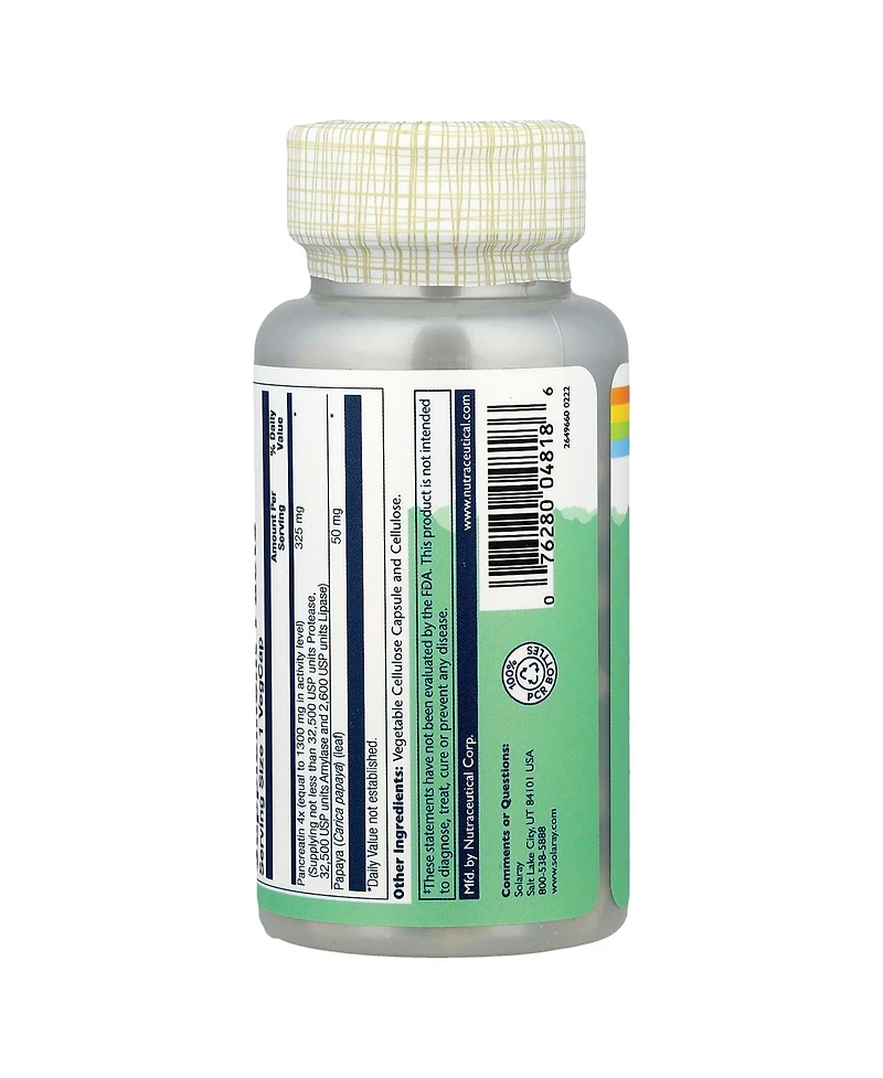 Solaray Pancreatin 1300 - 90 VegCaps