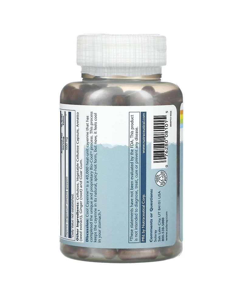 Solaray Cool Cayenne - 180 VegCaps (300 mg per VegCap)