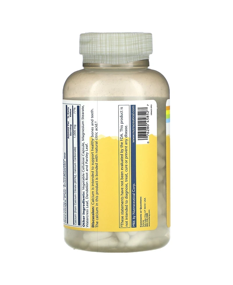 Solaray Calcium Citrate - 240 VegCaps (250 mg per Capsule)
