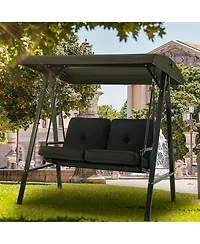 Boyel Living 2-Person Metal Patio Swing with Removable Cushion Patio Swing Outdoor Porch Swing Chair for Adults for Garden Backyard Deck