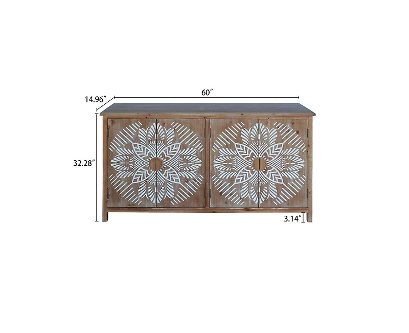 Casainc 60" Wood Storage Cabinet with 4 Doors
