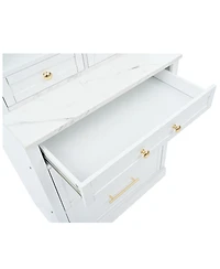 Casainc 83.7" Tall Freestanding Kitchen Pantry with Faux Marble Top and 5 Storage Drawers