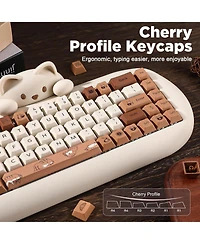 Yunzii Coffee Cat Dye Sub Pbt Keycaps,152 Full Keys Dye Sublimation Custom Keycap with Key Puller for Cherry Gateron Mx Switches Mechanical Gaming Key