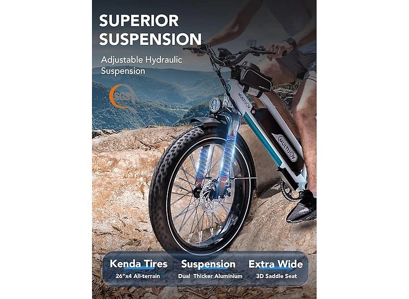 Multijoy Electric Bike for Adults,Upgraded 48V 20Ah Removable Battery,Peak 1000W Powerful Motor,70Mi Long Range,26"x4" Fat Tire,Ul Certified