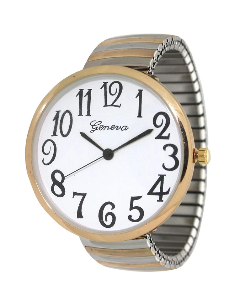Olivia Pratt Two Tone Super Large Face Stretch Strap Watch