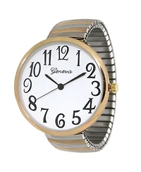 Olivia Pratt Two Tone Super Large Face Stretch Strap Watch