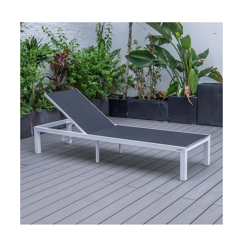 LeisureMod Marlin Patio Chaise Lounge Chair With Aluminum Frame