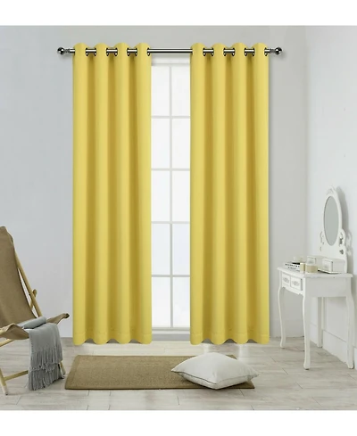 Kate Aurora 100% Hotel Thermal Blackout Yellow Grommet Top Curtain Panels - 50 in. W x 45 in. L, Yellow