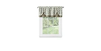 Kate Aurora Modern Geometric Button Tuck Layered Rod Pocket Window Valance - 56 in. W x 15 L, Taupe