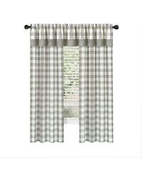 Kate Aurora Modern Country Farmhouse 3 Piece Buffalo Check Plaid Window Curtains & Valance Set