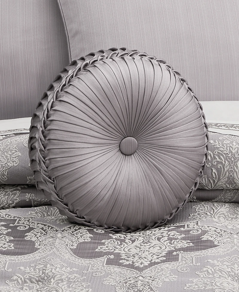 J Queen New York Mary Tufted Round Decorative Pillow, 15" x 15"