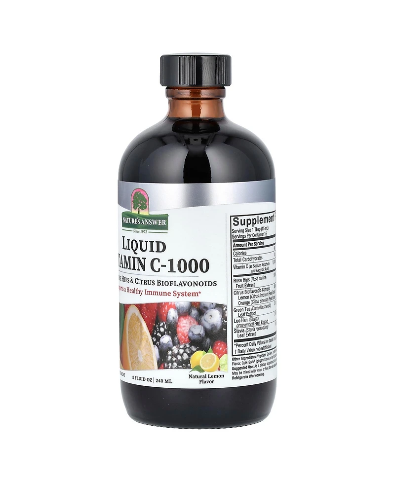 Nature's Answer Liquid Vitamin C-1000 with Rose Hips & Citrus Bioflavonoids Natural Lemon -
