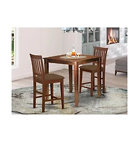 East West Furniture 3 Pc Counter height Table-Square gathering Table and 2 Stools
