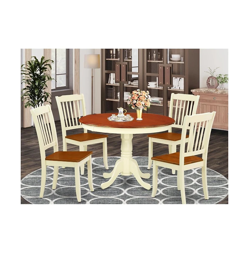 East West Furniture Dining Room Set Buttermilk & Cherry
