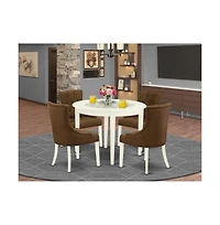 East West Furniture Dining Room Set Linen White