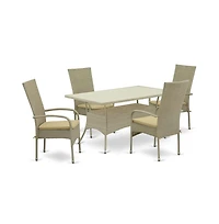 East West Furniture Wicker Patio Set Natural Linen