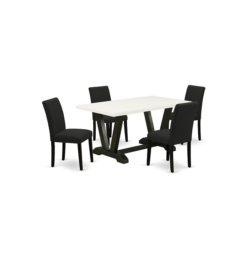 East West Furniture 5-Pc Kitchen Table Set Includes 4 Upholstered Chairs with Upholstered Seat and High Back and a Rectangular Dinner Table