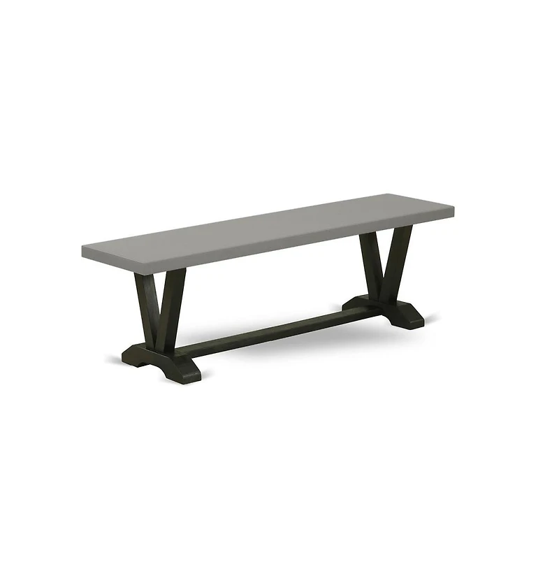 East West Furniture 3 Piece Kitchen Set - 1 Cement Dining Table and 2 Kitchen Table Bench - Reliable and Sturdy Construction