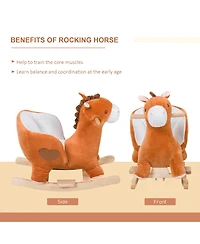 Qaba Baby Rocking Horse, Plush Animal Rocker w/ Realistic Sound