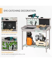 Outsunny Outdoor Wooden Potting Bench Table w/ Removable Sink Open Shelf Storage