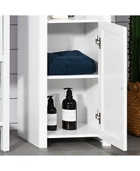67” Wooden Tall Free Sding Sd Alone Bathroom Linen Tower Storage Cabinet