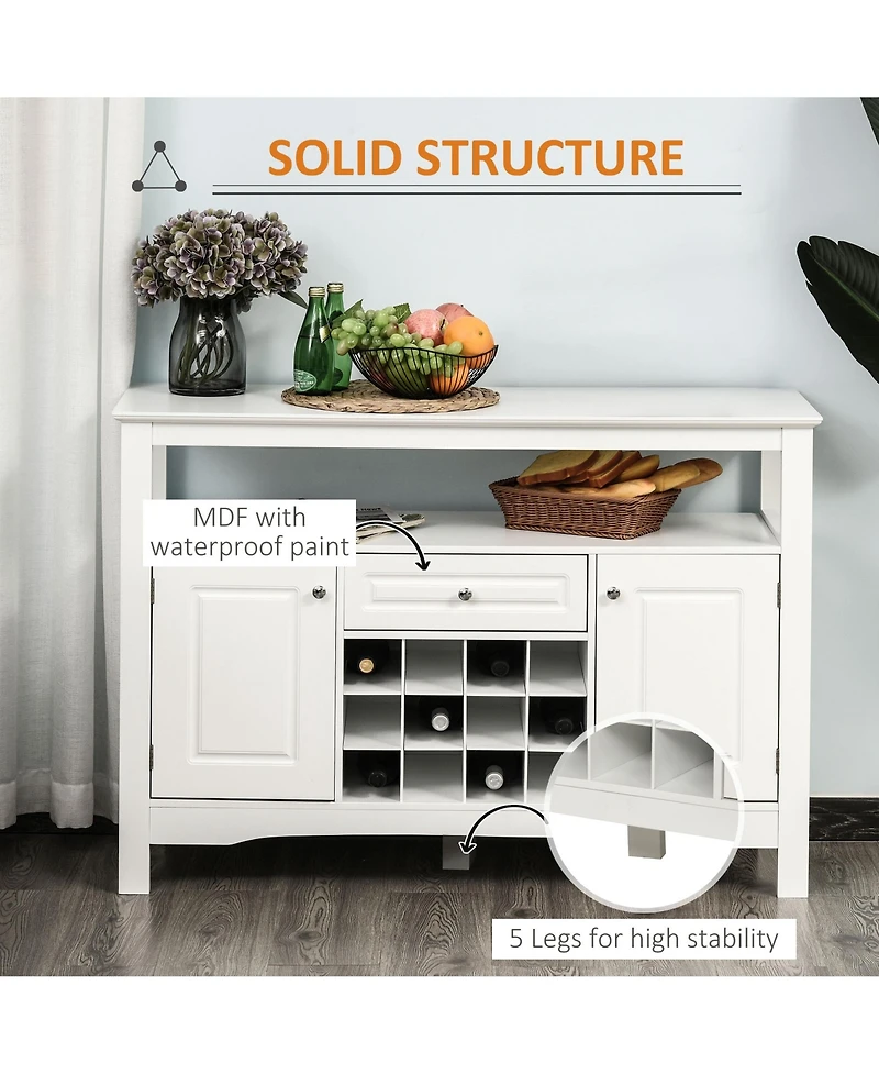 Homcom Modern Kitchen Buffet Cabinet Storage with Drawer and 12-Bottle Wine Rack
