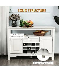 Homcom Modern Kitchen Buffet Cabinet Storage with Drawer and 12-Bottle Wine Rack