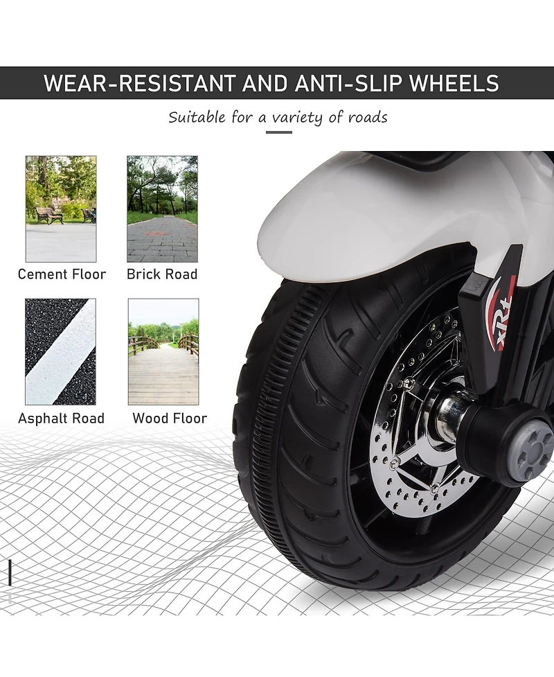 Aosom 3-Wheel Kids Ride On Motorcycle W/ High-Traction Wheels,
