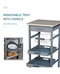 Homcom Mobile Rolling Kitchen Island Trolley Serving Cart w/ Under Drawer,