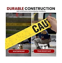 Pyle 12 Pieces Safety Yellow Caution Tape Set - 200 Meters Long Tape Roll Suitable for a Wide Range of Applications, Including Roadworks, Events