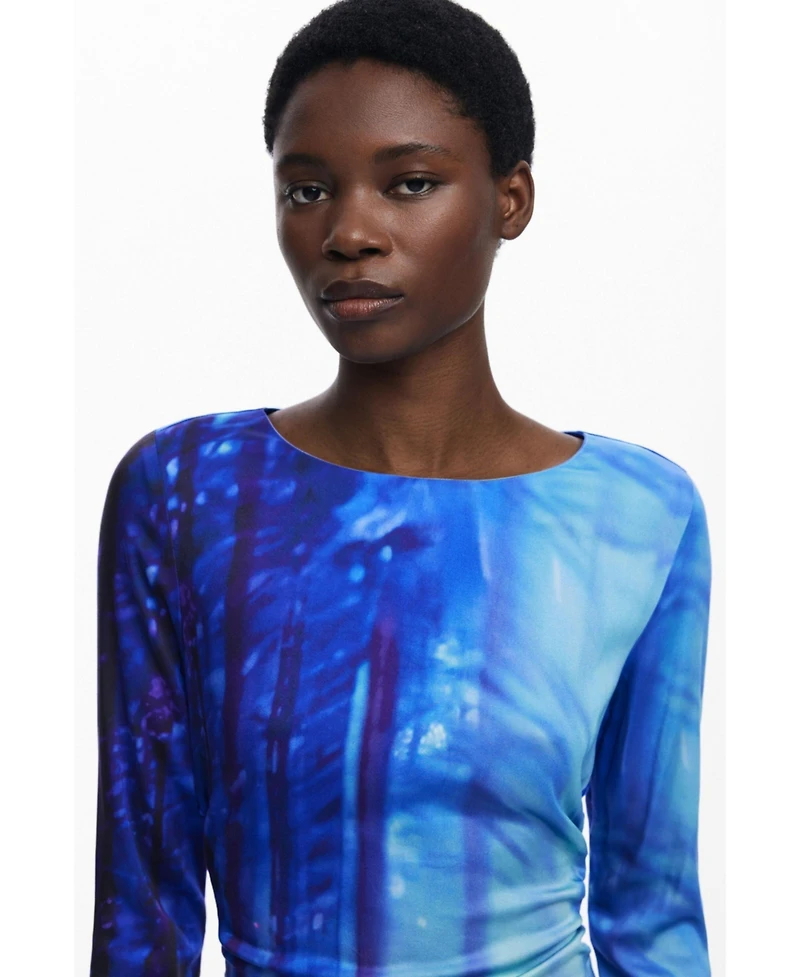 Desigual Women's Asymmetric landscape dress
