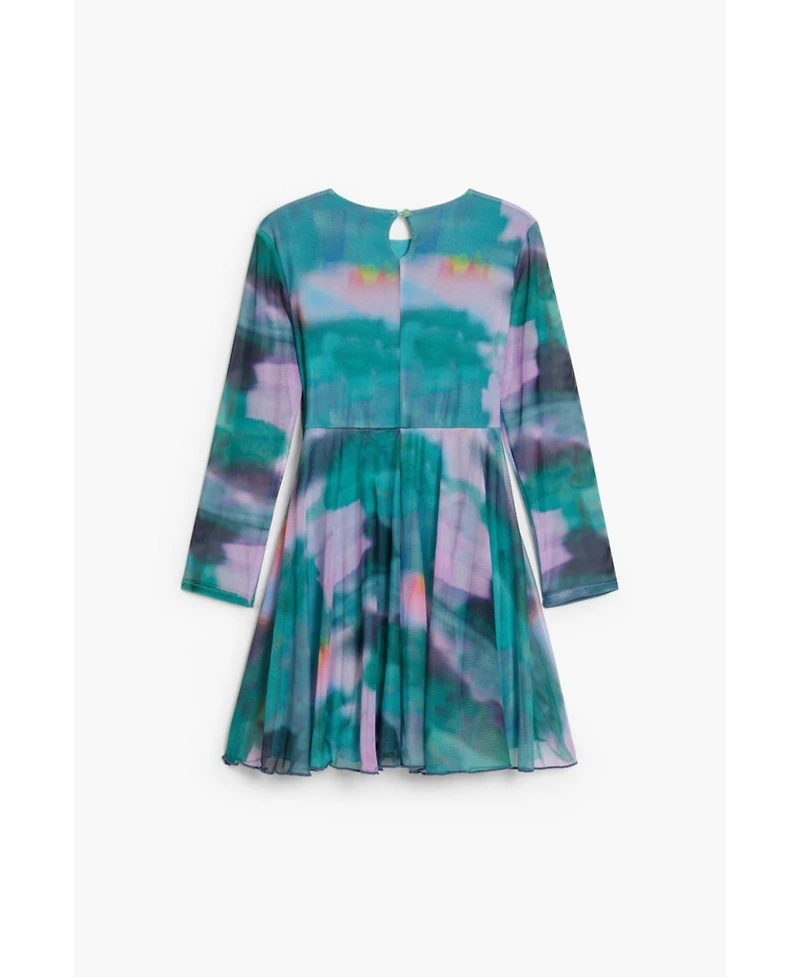 Desigual Girls Girls's Watercolor tulle long-sleeve dress