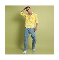 Campus Sutra Men's Lemon Yellow Abstract Print Shirt