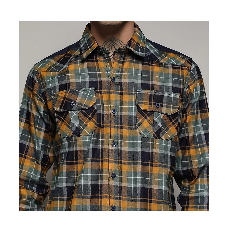 Campus Sutra Men's Checks Cyan Shirt