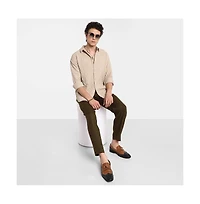 Campus Sutra Men's Saltbox Beige Dimentional-Textured Shirt
