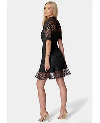 Bebe Women's Flounce Lace Mini Dress