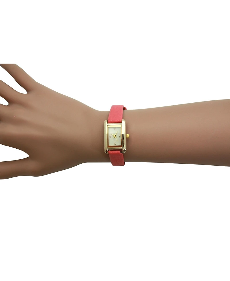 Olivia Pratt Thin Gold Square Face Solid Faux Leather Women Watch
