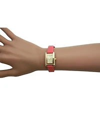 Olivia Pratt Thin Gold Square Face Solid Faux Leather Women Watch