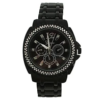 Olivia Pratt Black Rhinestone Bezel Black Metal Watch
