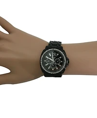 Olivia Pratt Black Rhinestone Bezel Black Metal Watch