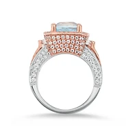 Suzy Levian Two-Tone Sterling Silver Cushion Cut Center Topaz Cocktail Paris Ring