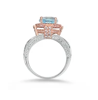 Suzy Levian New York Two-Tone Sterling Silver Round Cut Center Topaz Cocktail Milano Ring