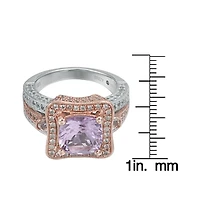 Suzy Levian New York Suzy Levian Two-Tone Sterling Silver Cushion Cut Center Topaz Cocktail Paris Ring