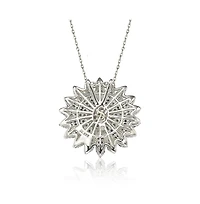 Suzy Levian Sterling Silver Sapphire & Created White Petite Flower Pendant