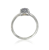 Suzy Levian Sterling Silver Sapphire Pave Puff Solitaire Ring