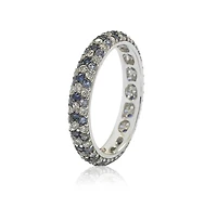 Suzy Levian Sterling Silver Sapphire & Created White Pave Eternity Band Ring