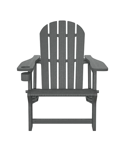 WestinTrends Tool-Free Assembly Outdoor Patio Hdpe Plastic Adirondack Chair with Cup Holder