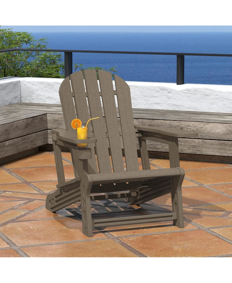 WestinTrends Tool-Free Assembly Outdoor Patio Hdpe Plastic Adirondack Chair with Cup Holder