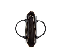 Susu Black Leather Tote Bag with Leopard Print Sides Large Women's Shoulder Bag for Work, Travel, and Everyday Use