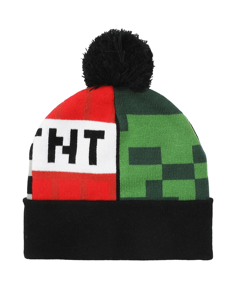 Minecraft Big Boys 2-Piece Hat and Ribbed Knit Gloves Set